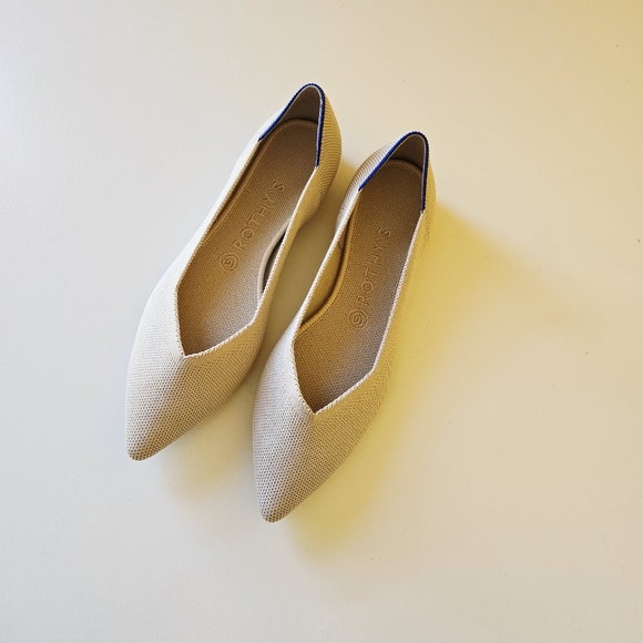 Rothy's The Point In Ecru Knit Pointed Toe Ballet Women's Slip Ons Flats Size 9 - Picture 4 of 16